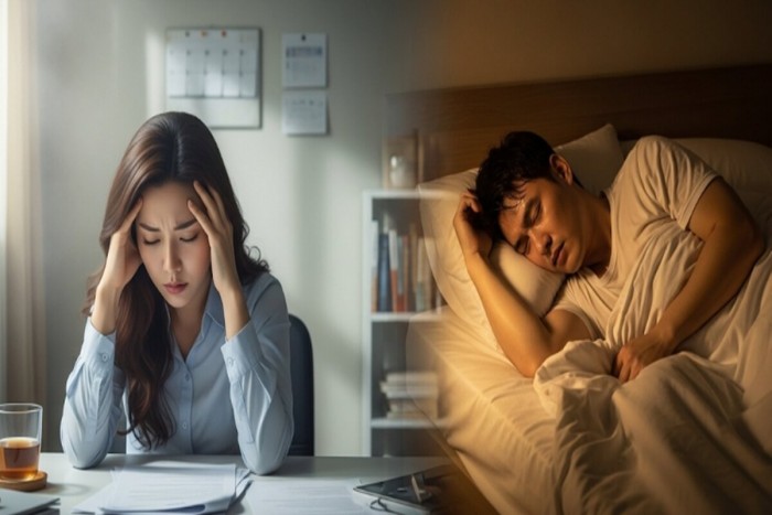 높은 불쾌지수로 인해 스트레스를 받고 수면 장애를 겪는 여성과 남성