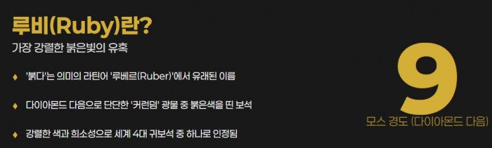 루비의 정의와 특징 (어원, 커런덤, 모스 경도 9)